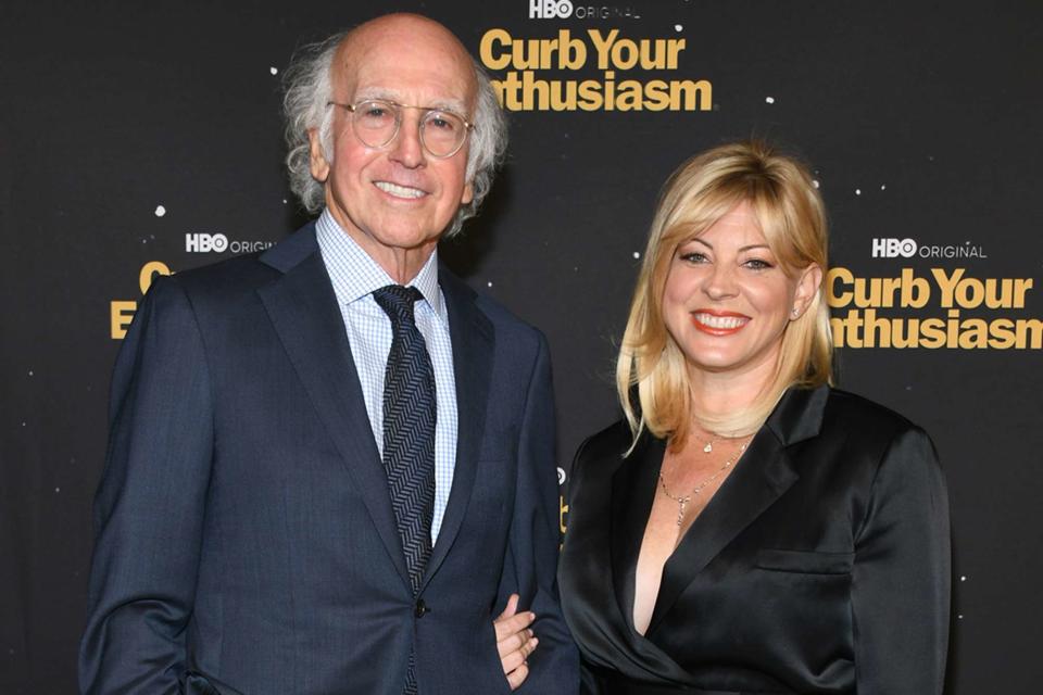 <p>Araya Doheny/WireImage</p> Larry David and Ashley Underwood attend the premiere of HBO