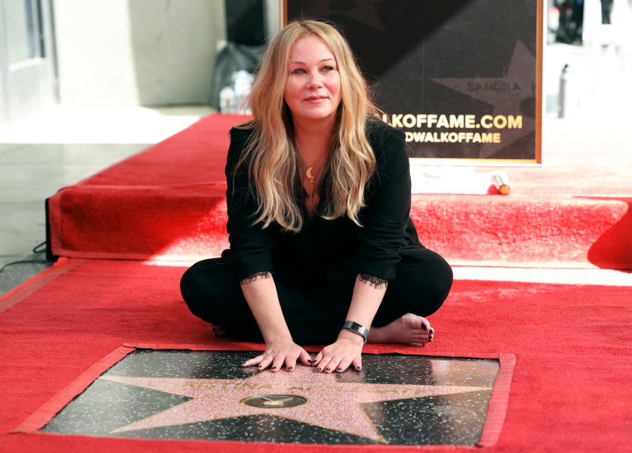 Actor Christina Applegate poses during her star unveiling ceremony on the Hollywood Walk of Fame in Los Angeles, U.S., November 14, 2022. REUTERS/Mario Anzuoni