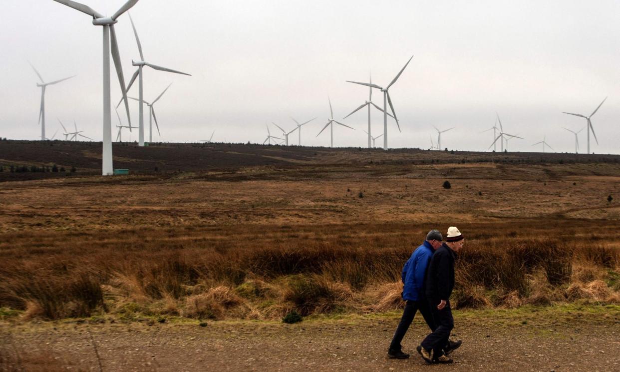 <span>A windfarm near Glasgow, Scotland. Knowing where the steadiest winds are to be found is crucial for keeping the lights on.</span><span>Photograph: Andy Buchanan/AFP/Getty Images</span>