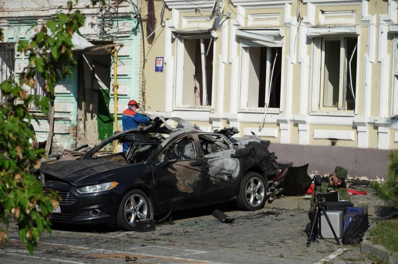 Russian officials said forces shot down two Ukrainian drones near the city of Rostov-on-Don on Thursday. Photo by EPA-EFE