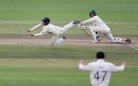 Ollie Pope catches Rassie van der Dussen of the bowling of Joe Root - Credit: Reuters