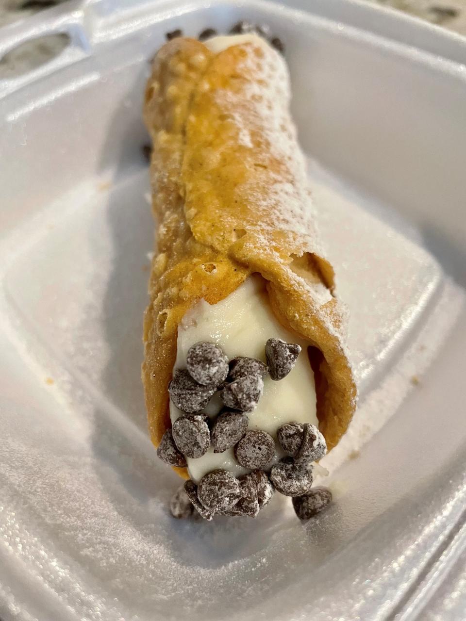 A single and delectable cannolo (were there two, they would be cannoli) from Cafe Italia in south Fort Myers.