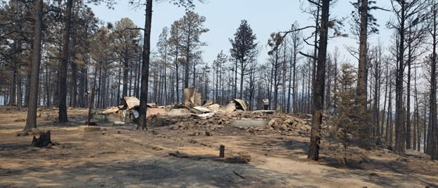 Pam Abreu’s family home after the Hermit’s Peak Calf Canyon Wildfire