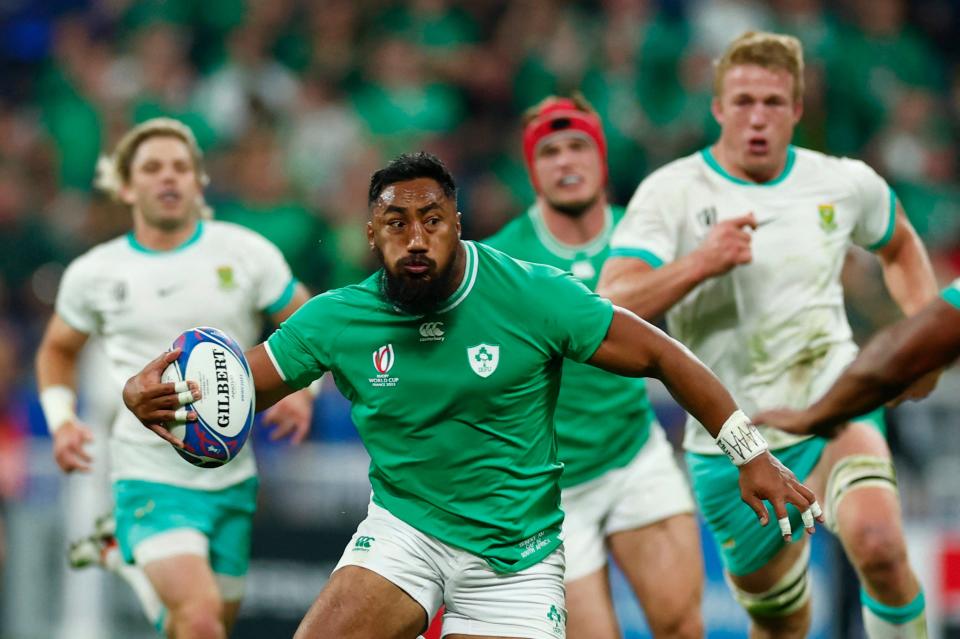 Bundee Aki charges forwards with the ball in hand (Reuters)
