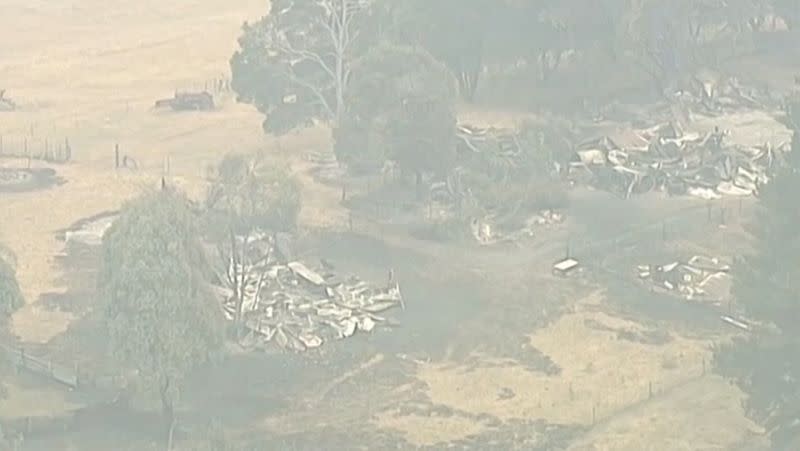 Aerial view of destroyed buildings in Batlow