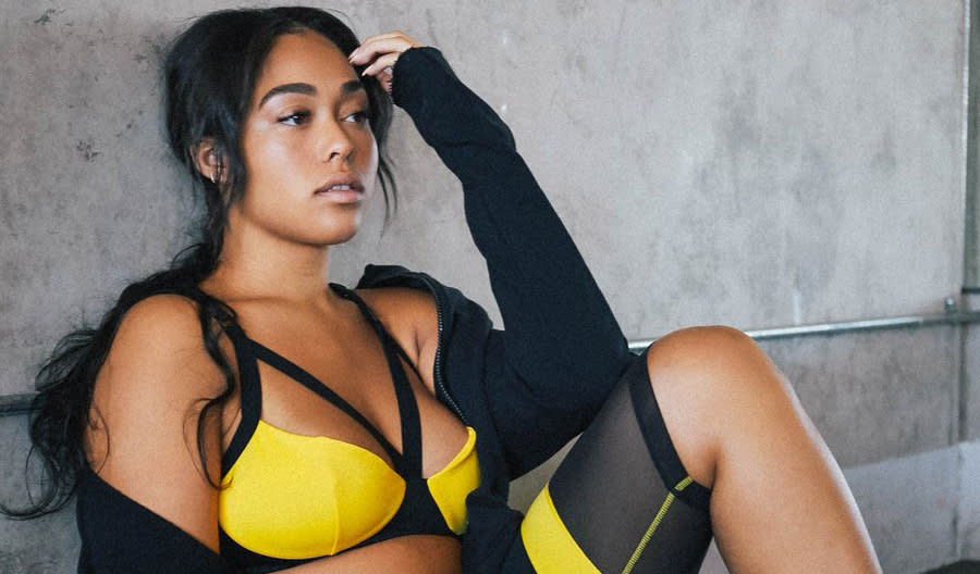 <p>Jordyn Woods models her new athleisure line, Secndnture. (Photo: Secndnture) </p>