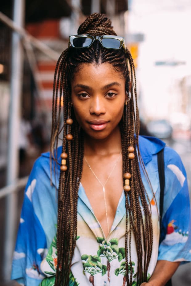 <p>On the street at New York Fashion Week. Photo: Imaxtree</p>