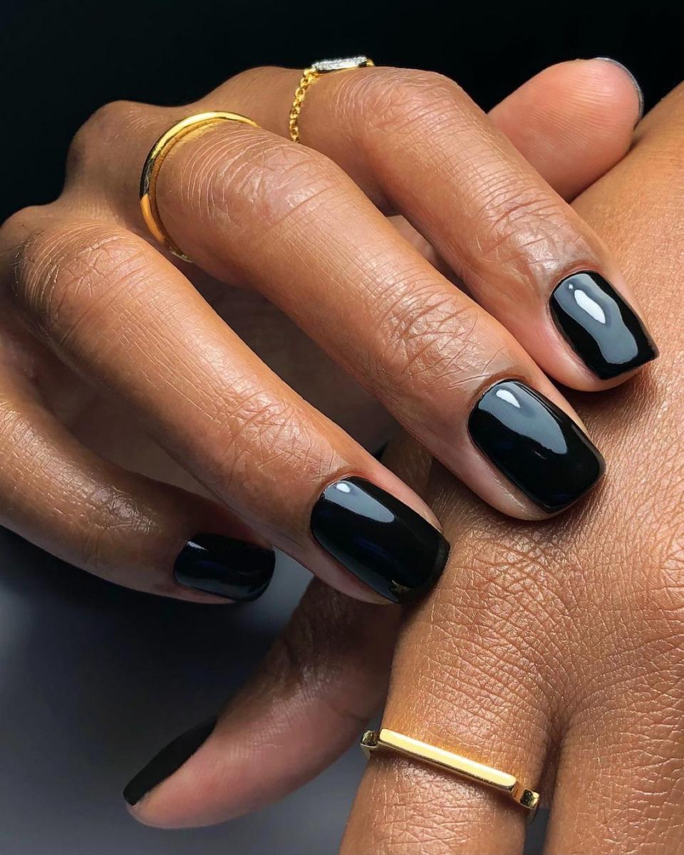 Black polish is always cool, but it's especially fitting for the Halloween season. Go with an extra-glossy formula like <a href="https://shop-links.co/cfC9LFOUAMn" rel="nofollow noopener" target="_blank" data-ylk="slk:OPI Infinite Shine;elm:context_link;itc:0;sec:content-canvas" class="link ">OPI Infinite Shine</a> for the most impact.