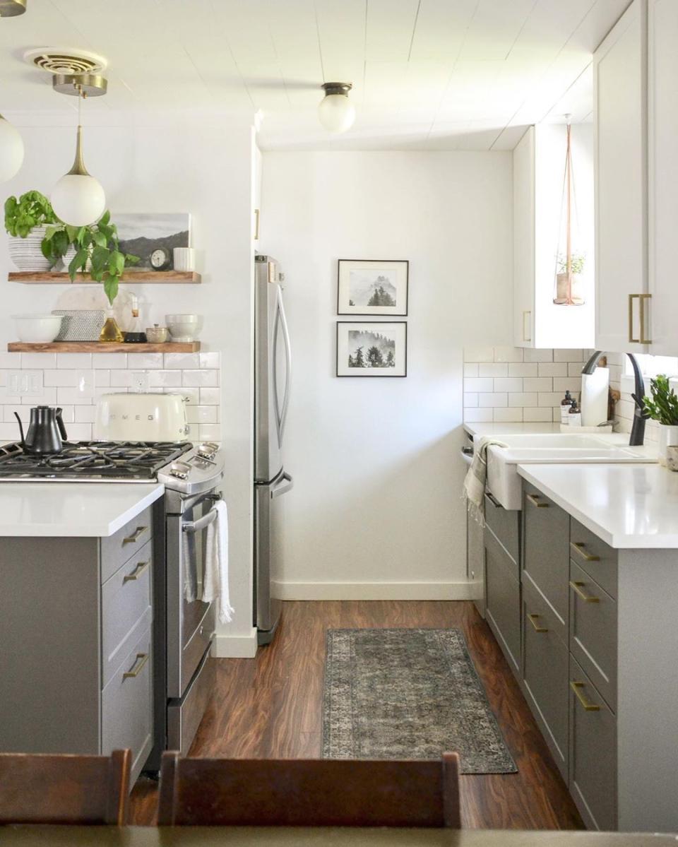 Cool and Calm Galley Kitchen