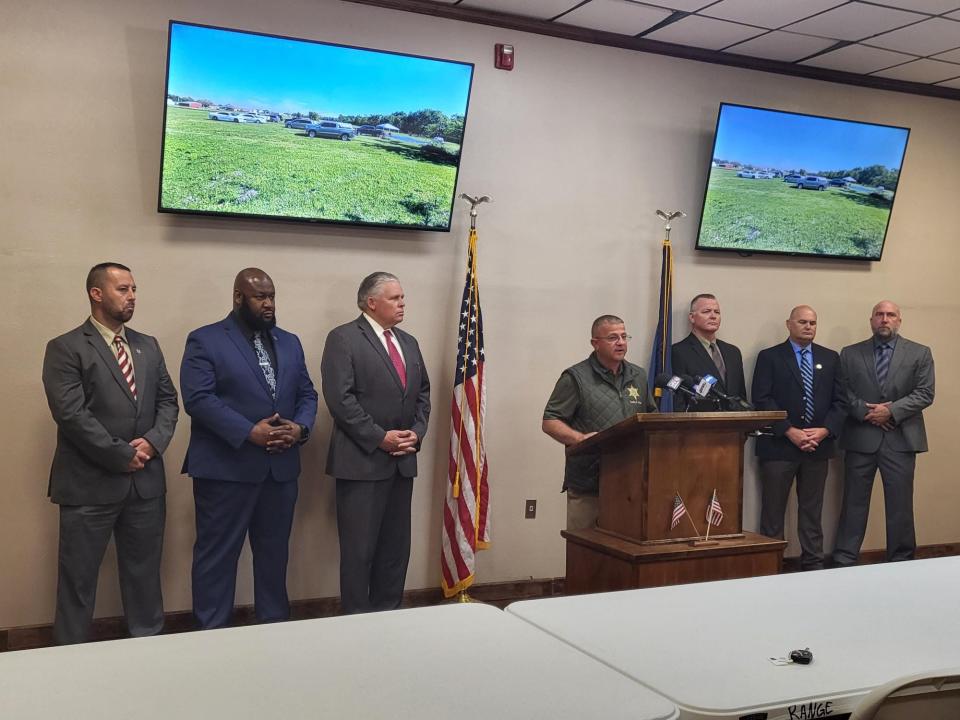 Terrebonne Parish Sheriff Tim Soignet holds a press conference to reveal details about a 2018 cold case that ended in a Terrebonne Parish pond. Two were charged with First-Degree Murder for the death of Larondell Esko of Thibodaux.