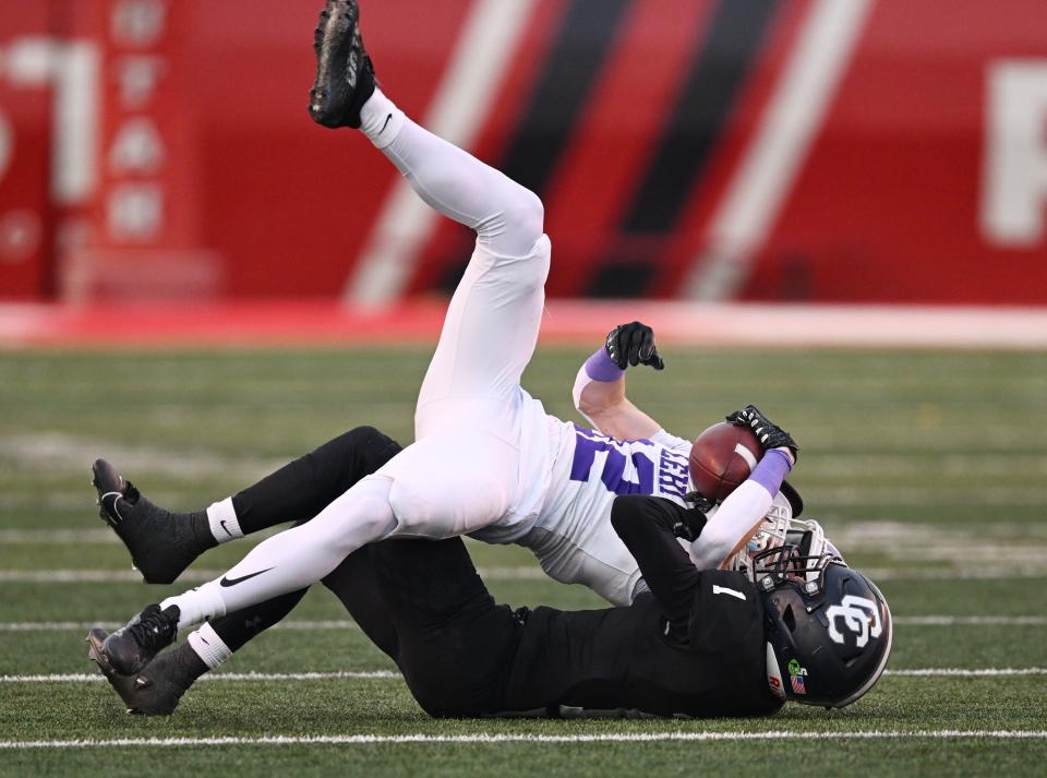 Corner Canyon and Lehi play in high school football semifinal action at Rice-Eccles Stadium in Salt Lake City on Friday, Nov. 10, 2023. Corner Canyon won 63-24. | Scott G Winterton, Deseret News