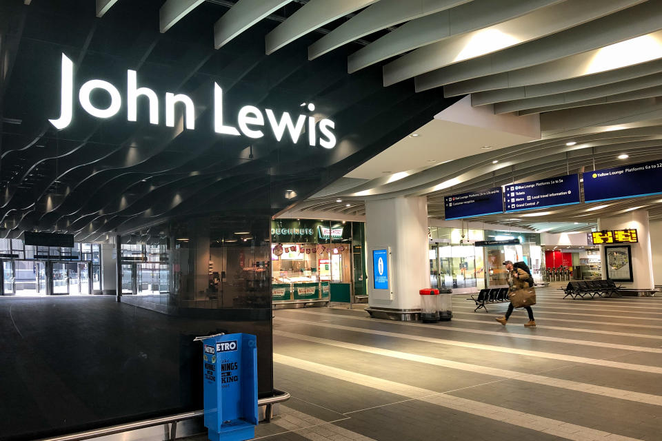 A John Lewis shop in Birmingham's Grand Central Station after the retailer announced temporary closure of all of their stores in the latest blow to the UK high street amid the coronavirus pandemic. (Photo by Jacob King/PA Images via Getty Images)