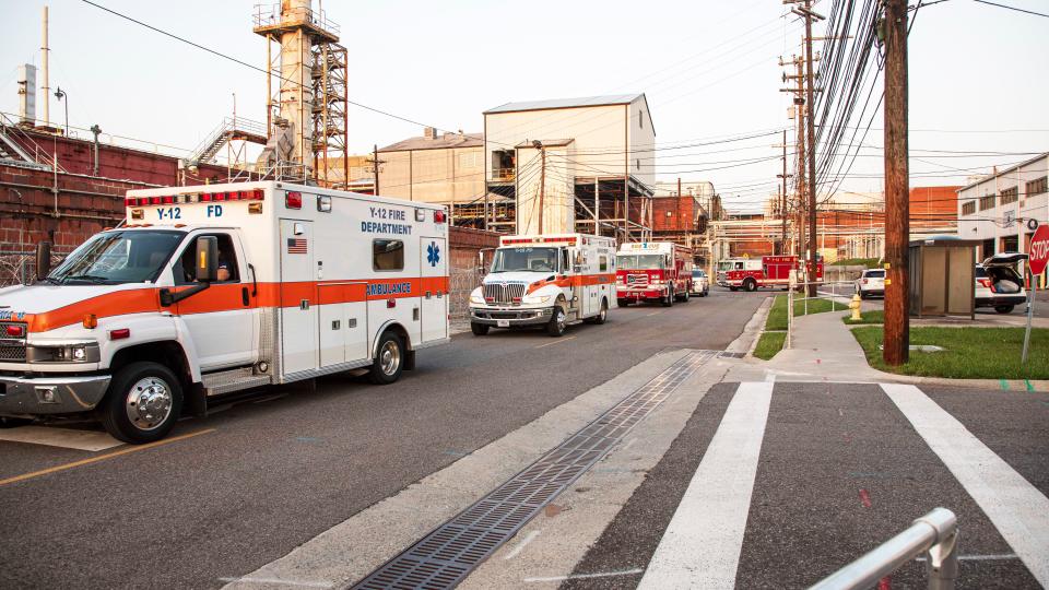 A line of emergency vehicles on the move from the old fire station to the new Y-12 Fire Station. The original Y-12 Fire Station served the plant for nearly 80 years.