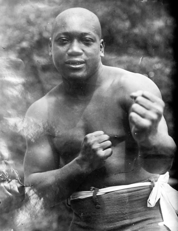 On July 4, 1910, African-American boxer Jack Johnson took on former undefeated heavyweight champion James J. Jeffries, beating him in 15 rounds, to stake his claim as the as the greatest heavyweight in the world. File Photo by Library of Congress