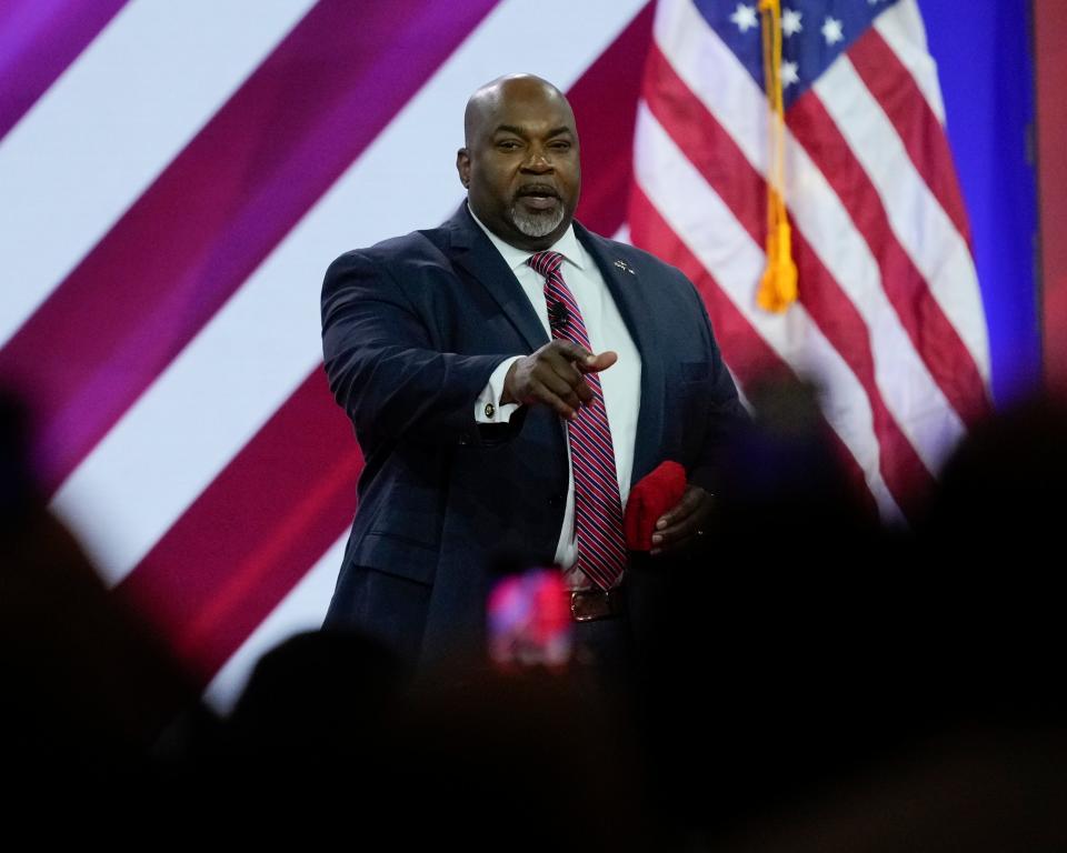 Mark Robinson, Lieutenant Governor of North Carolina, speaking during the Conservative Political Action Conference, CPAC 2024, at the Gaylord National Resort & Convention Center.