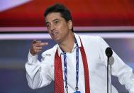 <p>Former actor Scott Baio is an avid fan of Trump. During his 2016 DNC speech, he said: ‘We need Donald Trump to fix this. Is Donald Trump a messiah? No, he’s just a man, a man who wants to give back to his country, America, the country that has given him everything.’ (REX) </p>