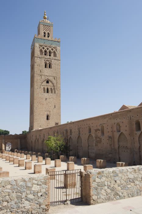 <b>MARRAKECH, MOROCCO:</b> The Koutoubia Mosque in Marrakech, Morocco. Its minaret is nearly 70 metres high and was built under the reign of Caliph Yaqub al-Mansur of the Almohad dynasty in the 12th century.