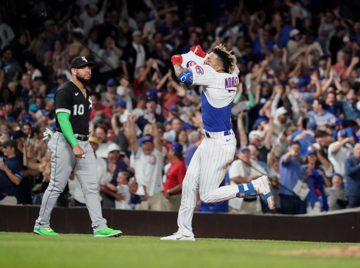 Watch: Cubs' Christopher Morel rips jersey off rounding bases in epic  walk-off celebration