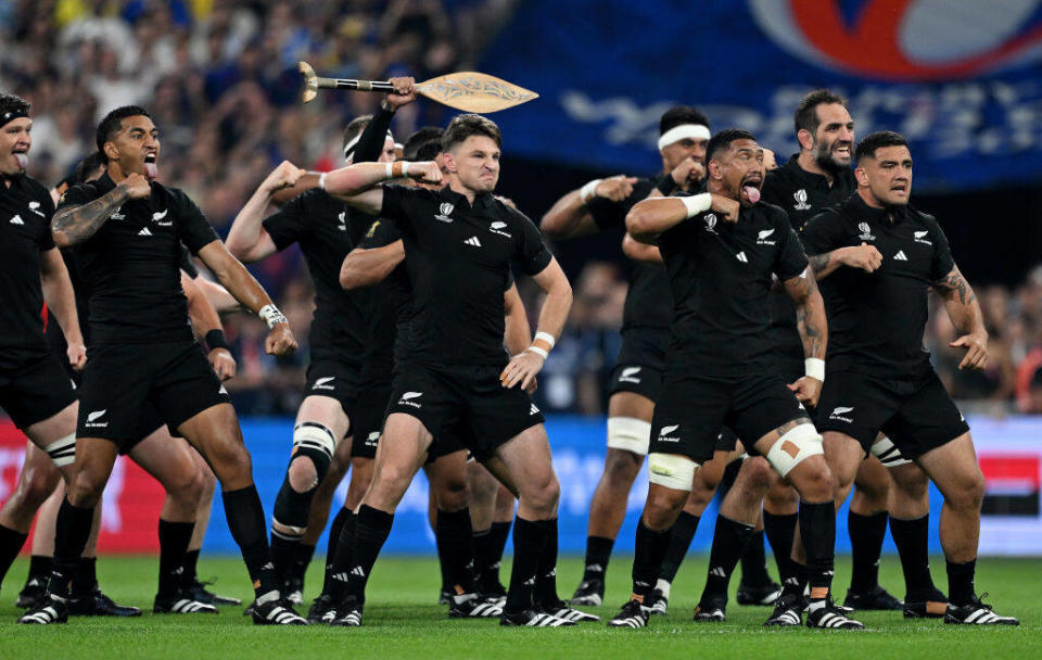 Le haka avant France - Nouvelle-Zélande lors de la Coupe du monde de rugby, au Stade de France, le 8 septembre 2023.