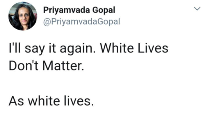 A controversial tweet by Dr Priyamvada Gopal has been deleted by Twitter, she has confirmed. (SWNS)