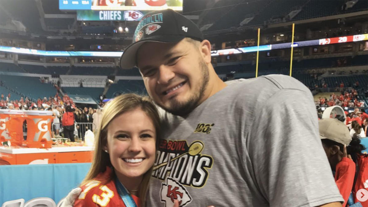 Nick Allegretti's family celebrates his first touchdown