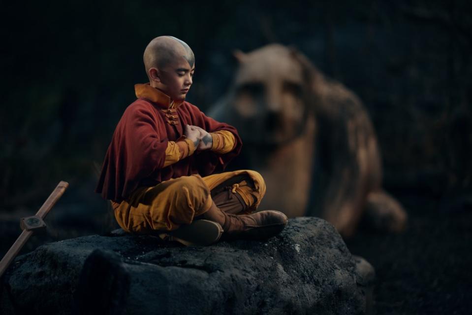 Avatar: The Last Airbender. Gordon Cormier as Aang in season 1 of Avatar: The Last Airbender. Cr. Robert Falconer/Netflix © 2023