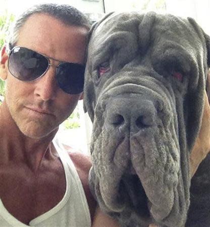 Michael Jarboe and his 2.5 year old Mastiff BamBam are pictured in this undated handout photo. REUTERS/Michael Jarboe/Handout via Reuters