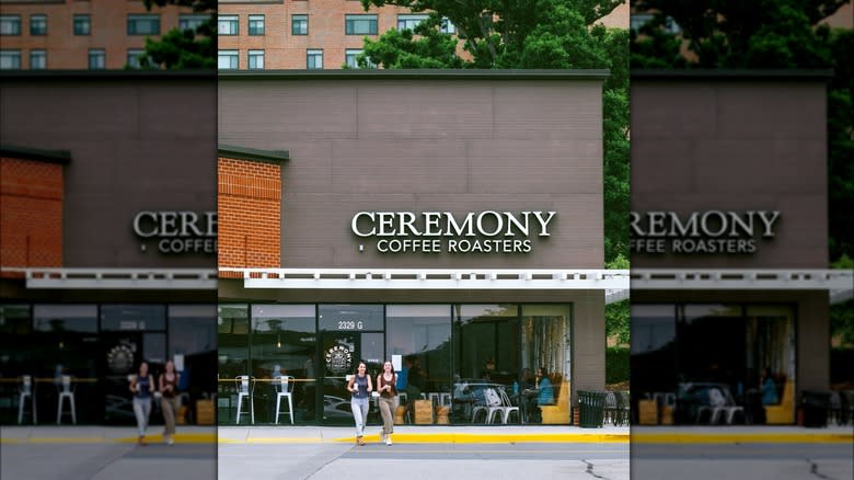 Women walking in front of Ceremony Coffee Roasters