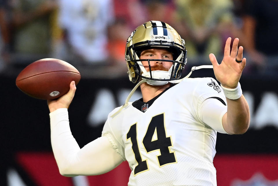 The Saints are sticking with Andy Dalton over a healthy Jameis Winston. (Photo by Norm Hall/Getty Images)