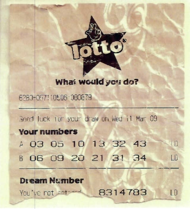 Fake lottery ticket 