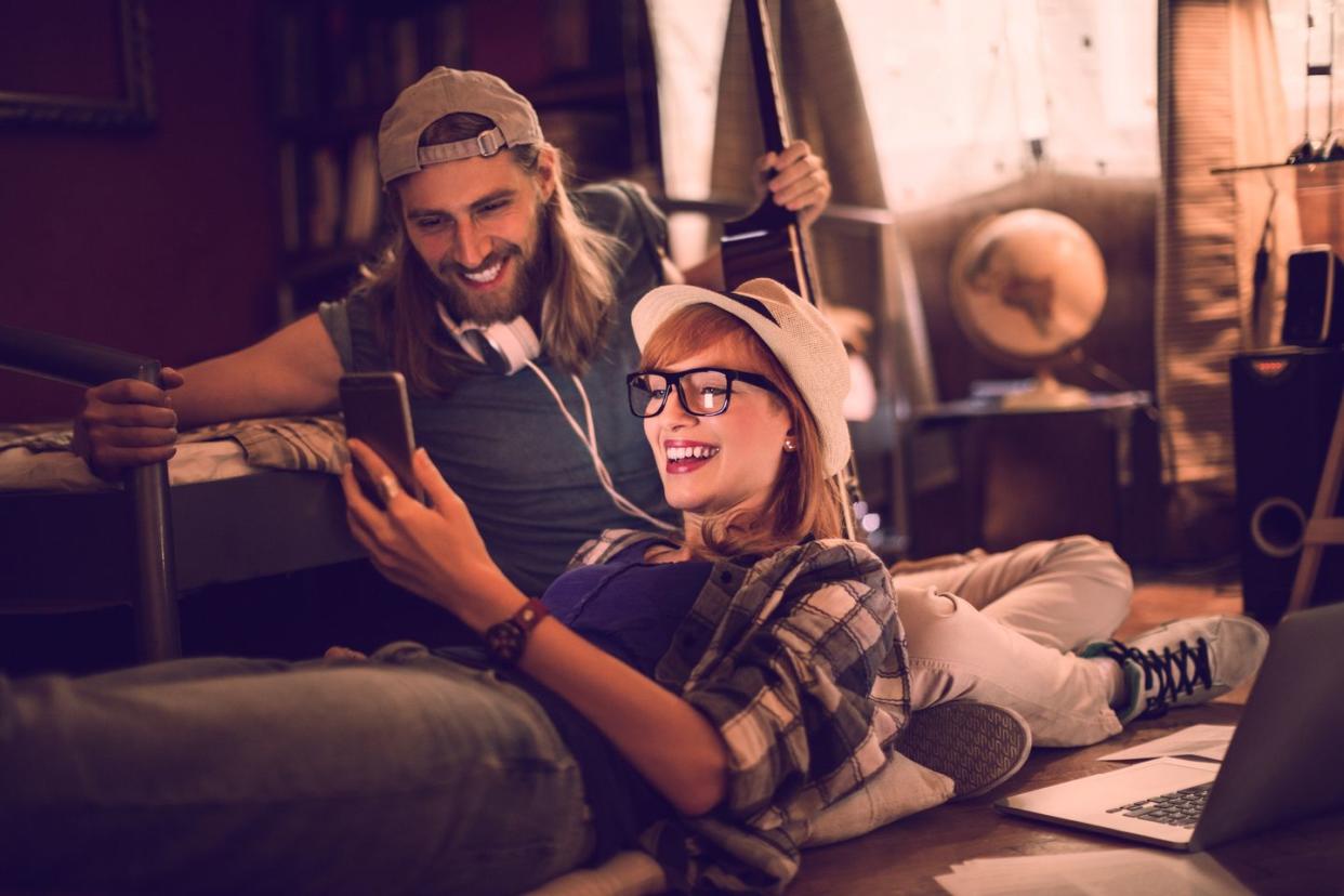 couple using a phone