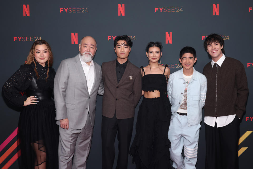 Elizabeth Yu, Paul Sun Hyung Lee, Dallas Liu, Kiawentiio, Gordon Cormier and Ian Ousley attend Netflix FYSEE: Avatar: The Last Airbender