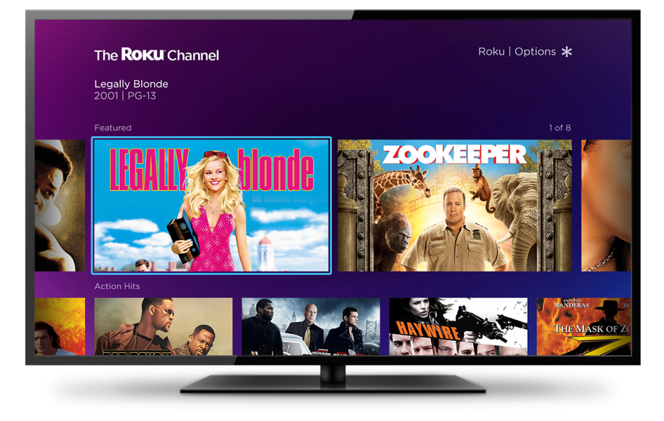 The Roku Channel displayed on a TV.