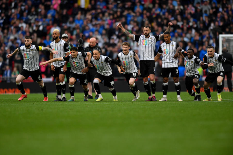 Notts County season preview 2023/24 /Notts County WIn the play-offs promotion final Vanarama National League Play-Off Final between Chesterfield and Notts County at Wembley Stadium, London on Saturday 13th May 2023. (Photo by Scott Llewellyn/MI News/NurPhoto via Getty Images)