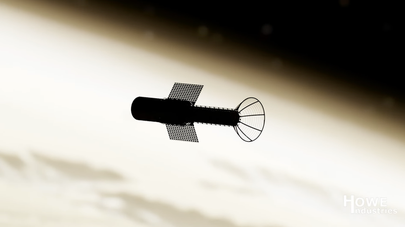 An illustration of a spacecraft with the pulsed plasma rocket. - Screenshot: Howe Industries