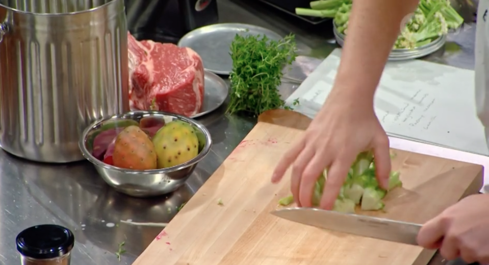 Chopping food in the MasterChef kitchen