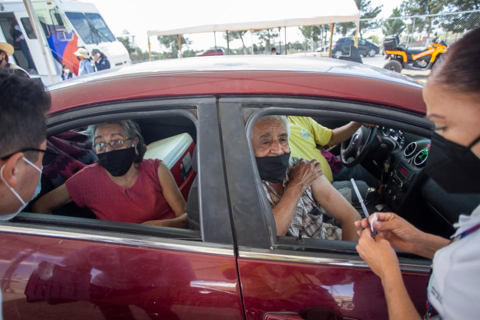 Ciudad Juarez begins its inoculation efforts against COVID-19 as the Chihuahua Health Department opens four location for the elderly on April 12, 2021.