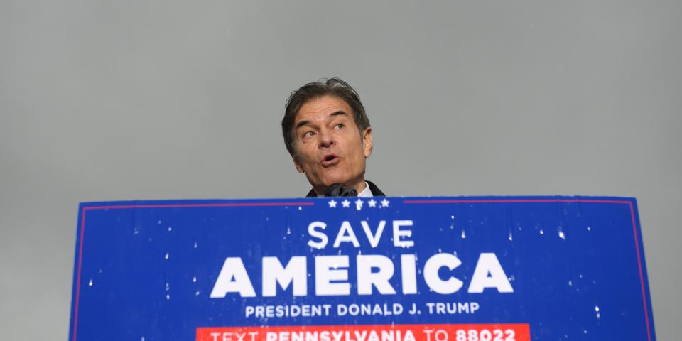 Mehmet Oz speaks at rally