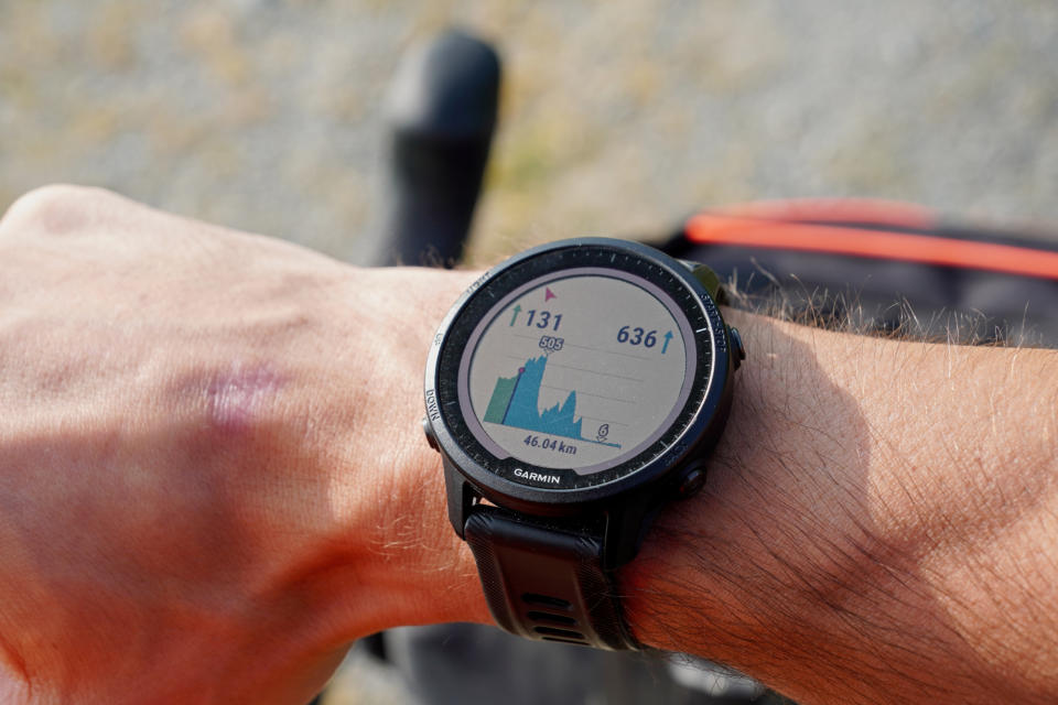 Elevation graph on the Garmin Forerunner 955 Solar