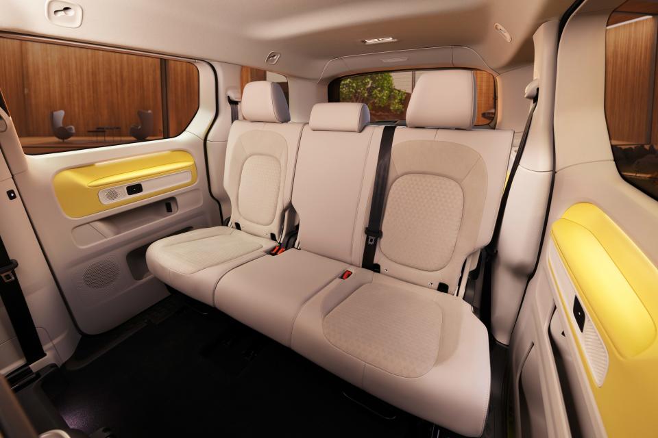 Rear seat of short-wheelbase VW'ID Buzz electric minivan