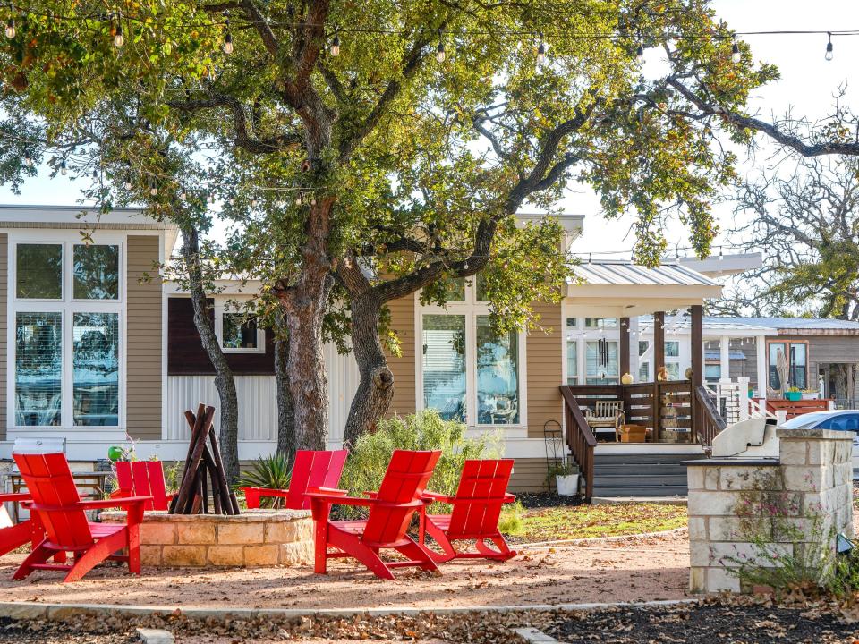 A community spot with a grill and fire pit