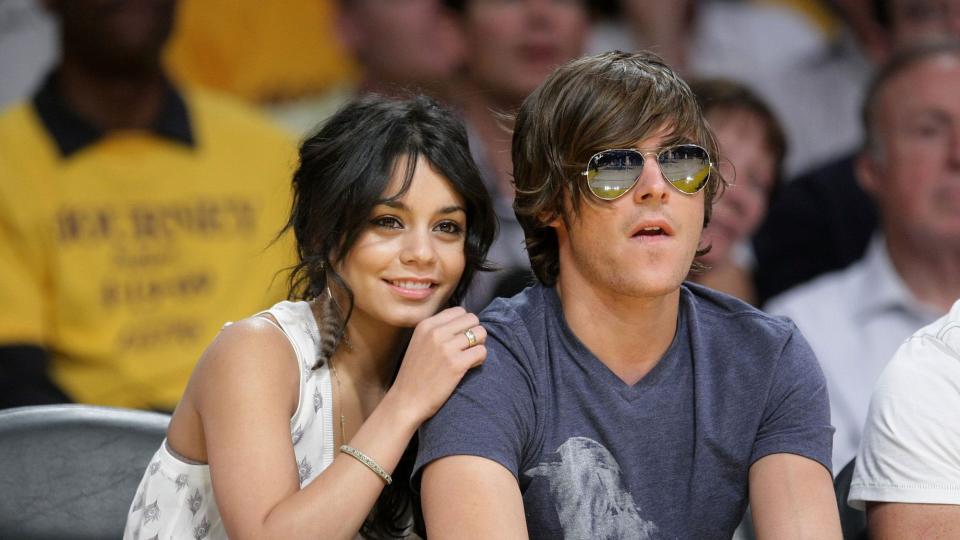 Zac Efron and Vanessa Hudgens together at a basketball game