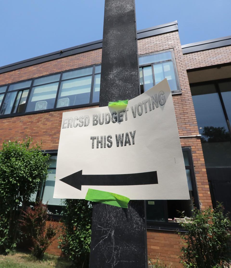 Residents from Ward 4 cast their ballots for the re-vote of the East Ramapo School District budget at Chestnut Ridge Middle School June 18, 2024.