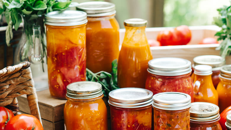 Jars of various tomato sauces