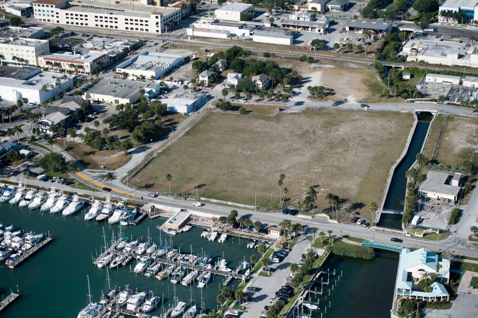 The proposed future site of Kings Landing, a $140 million project on 7½ acres between Indian River Drive and Second Street in Fort Pierce on the site of the former H. D. King Power Plant, on April 6, 2021. The project includes a 140-room luxury hotel, more than 100 high-end condominiums, several restaurants, and retail space.