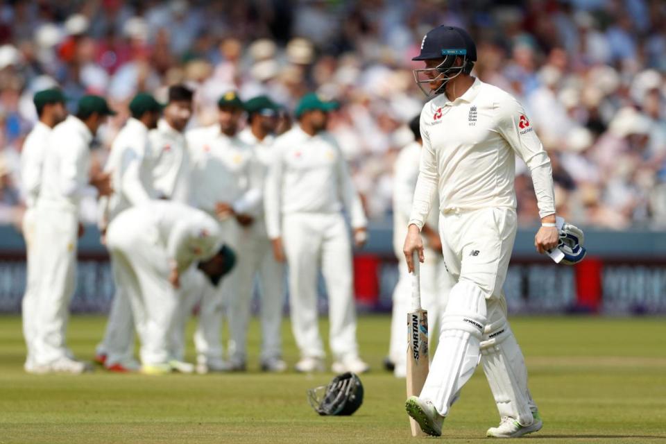 Jonny Bairstow looks dejected after losing his wicket Photo: Reuters