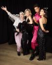 Kristen Stewart, Elizabeth Banks, Ella Balinska and Naomi Scott attend a photo call for <em>Charlie's Angels</em> at the Whitby Hotel in New York City on Thursday.