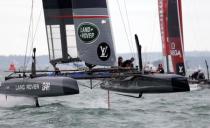 Britain Sailing - America's Cup 2016 - Portsmouth - 24/7/16 Land Rover BAR in action during the race Reuters / Henry Browne Livepic