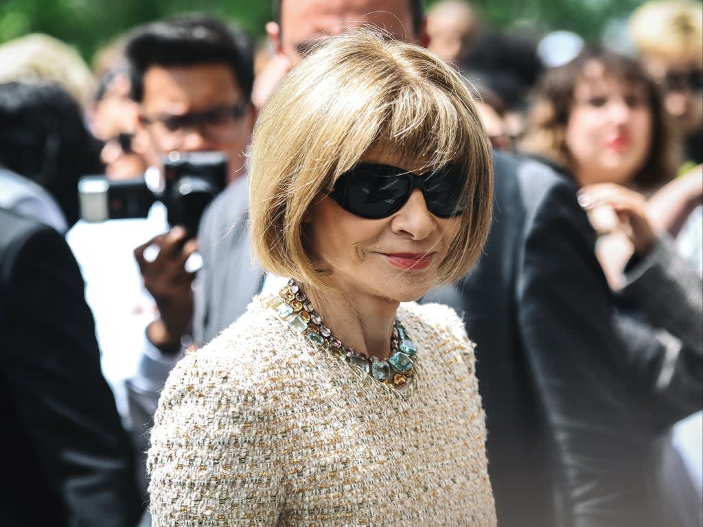 Vogue Editor-in-Chief Anna Wintour arrives at the Louis Vuitton fashion show during the Men’s Spring/Summer 2020 fashion show in Paris on June 20 2019 (AFP via Getty Images)