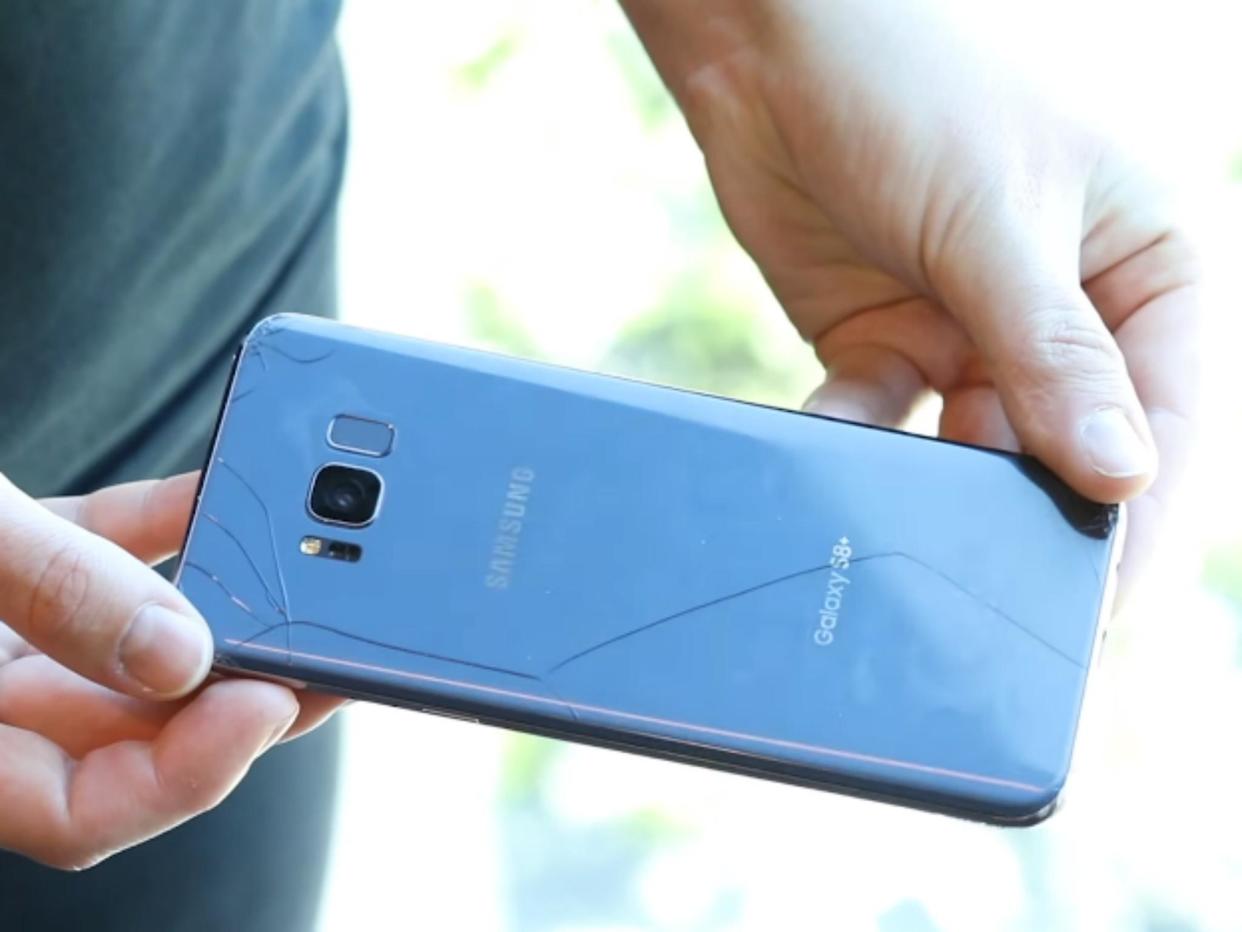 Many customers will be reluctant to hide the S8's stunning body behind a case: YouTube/SquareTrade